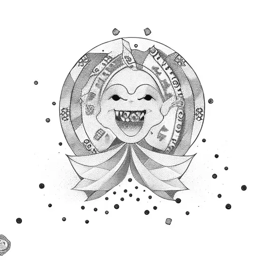 Ukrainian traditional dance with money raining down tattoo design idea