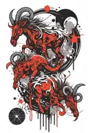 Aries, Pisces, Capricorn zodiac signs merged tattoo design idea