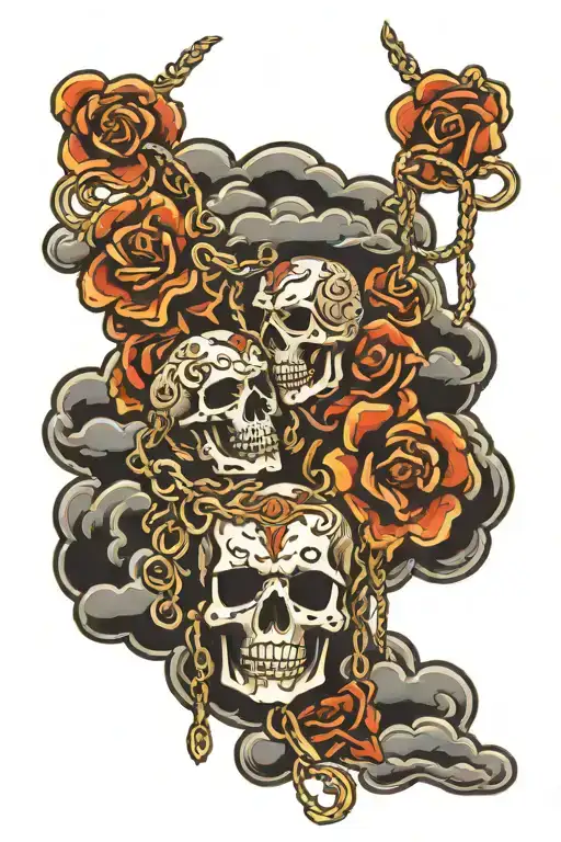 dark clouds hanging pendant tattoo design idea