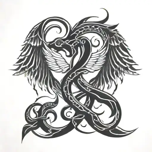 sigil tattoo snake and wings gemini symbol tattoo design idea