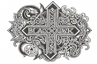 tetragram cross with the Word tattoo design idea