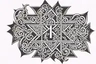 tetragram cross with the Word tattoo design idea