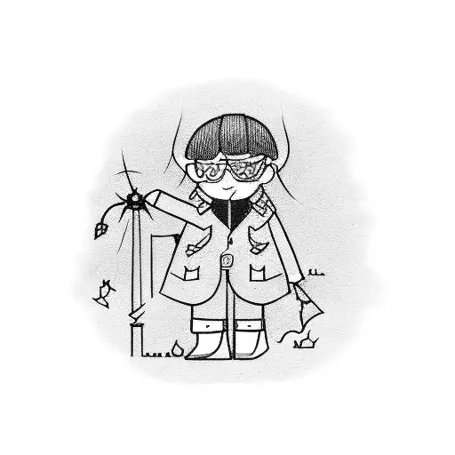 kid walking London and madrid tattoo design idea