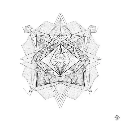 Forrest in geometric diamond with two thin circles  tattoo design idea