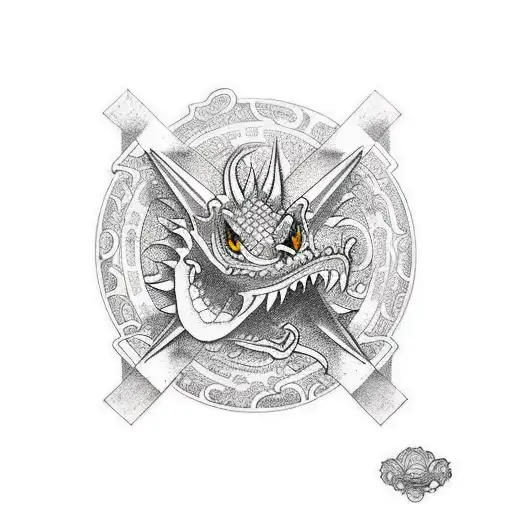 dragão old school grande tattoo design idea