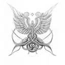 caduceus but instead of snakes put the roots of the life tree and for the wings use phoneix wings tattoo design idea