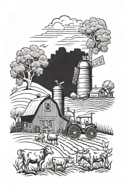 farming scene tattoo tattoo design idea