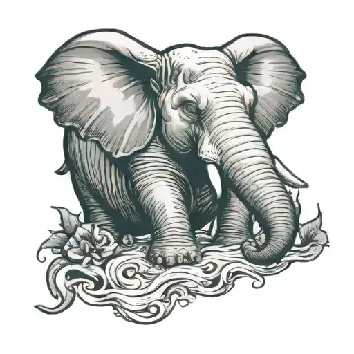 hippopotamus giving birth to an elephant tattoo design idea