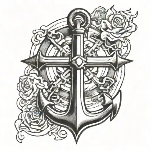 anchor cross tattoo design idea