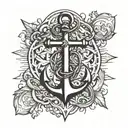 anchor cross tattoo design idea