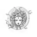 pretty Medusa with Scorpio horoscope  tattoo design idea