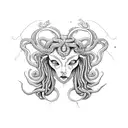pretty Medusa with Scorpio horoscope  tattoo design idea
