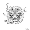 pretty Medusa with Scorpio horoscope  tattoo design idea
