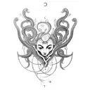 pretty Medusa with Scorpio horoscope  tattoo design idea