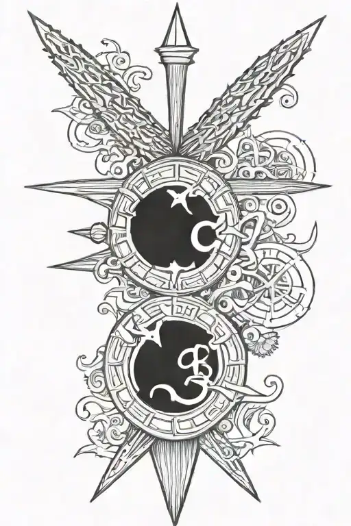 barbados trident held tattoo design idea