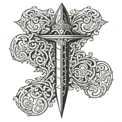 barbados trident held tattoo design idea