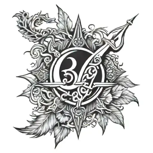 barbados trident held tattoo design idea