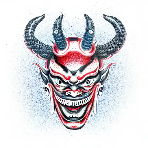 japanese devil mask tattoo design idea