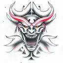 japanese devil mask tattoo design idea