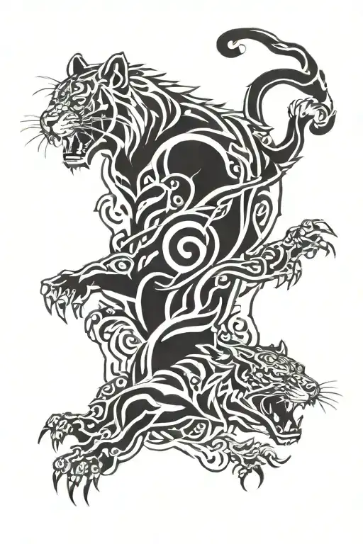 tiger dragon monkey tribal tattoo tattoo design idea