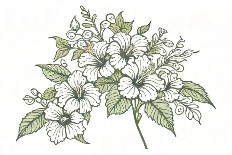 hibiscus and vine wrapped around psalm 46:5 bible verse tattoo design idea