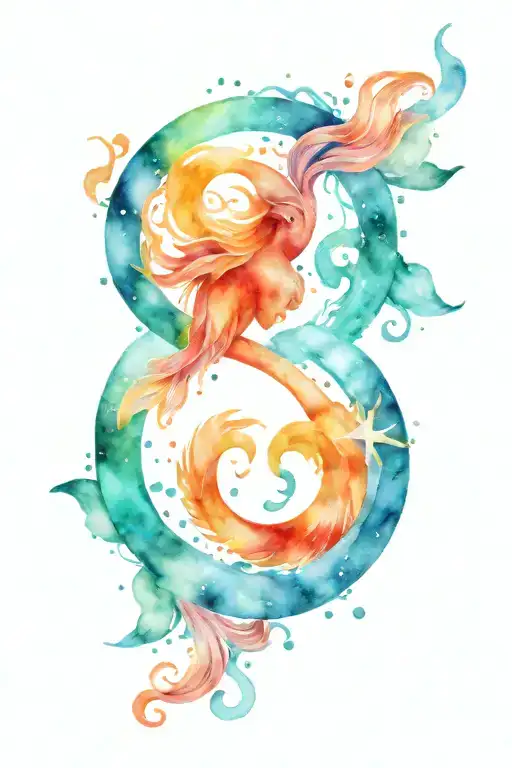 aquarius and virgo zodiac symbol combined tattoo design idea