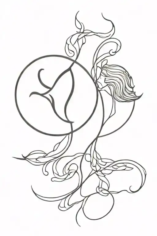 aquarius and virgo zodiac symbol combined tattoo design idea