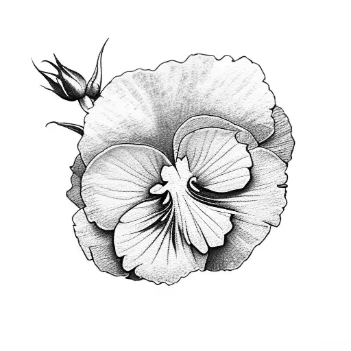 pansies with roses flower bunch tattoo design idea