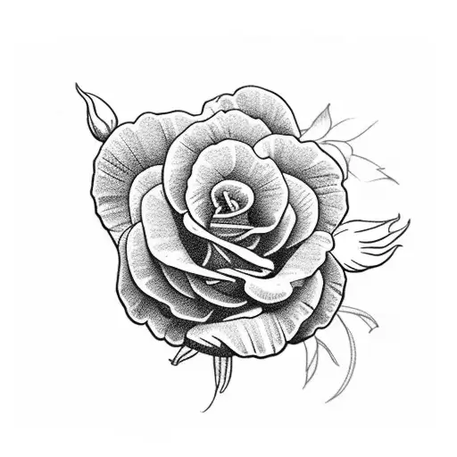 pansies and roses flower bunch tattoo design idea