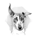 brindle lurcher looking up tattoo design idea