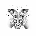 brindle lurcher looking up tattoo design idea