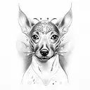 brindle lurcher looking up tattoo design idea