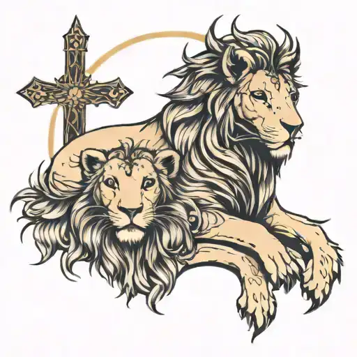 Jesus lion lamb tattoo design idea