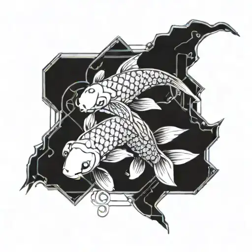 two koi fish swimming together tattoo design idea