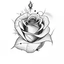 straight line, rose , at the bottom stem , butterfly, leaf, stem of a rose, logn tattto tattoo design idea