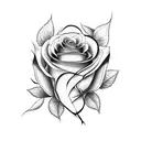 straight line, rose , at the bottom stem , butterfly, leaf, stem of a rose, logn tattto tattoo design idea