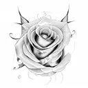 straight line, rose , at the bottom stem , butterfly, leaf, stem of a rose, logn tattto tattoo design idea
