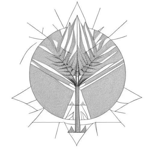 geometric palm tree tattoo design idea