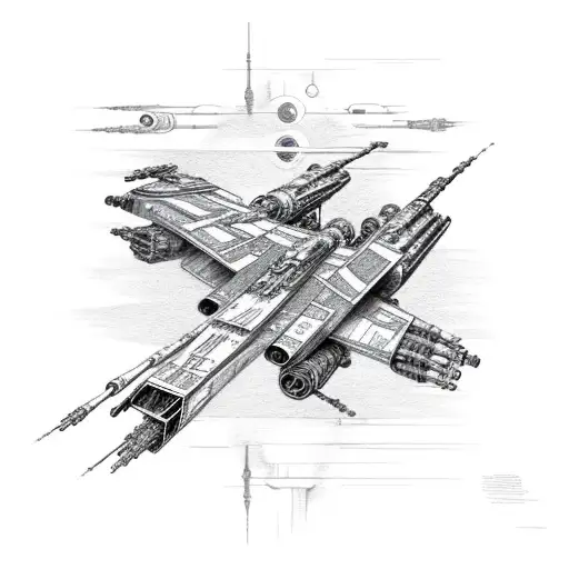 a x-wing starship starwars  tattoo design idea