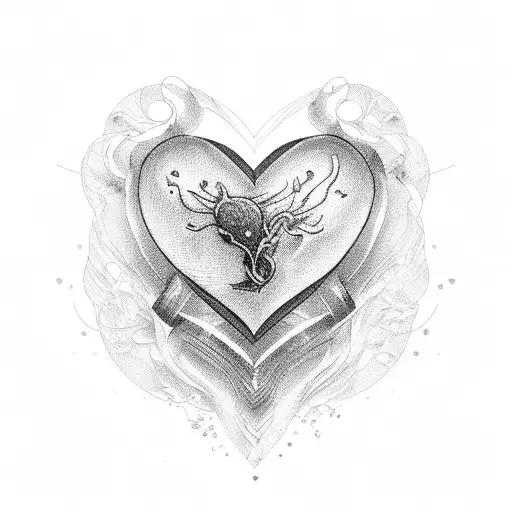 A broken heart mended with golden stitches tattoo design idea