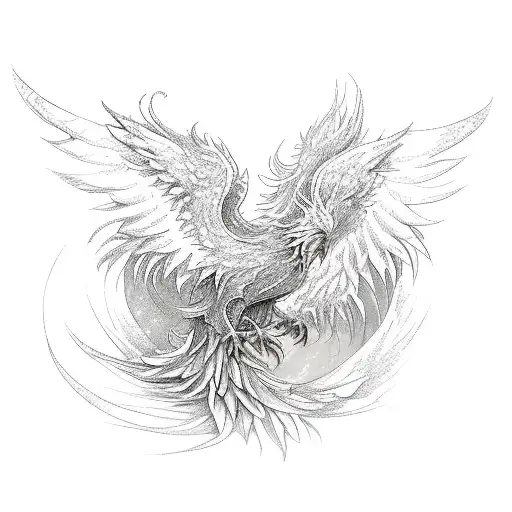 Phoenix rising from ashes tattoo design idea