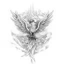 Phoenix rising from ashes tattoo design idea