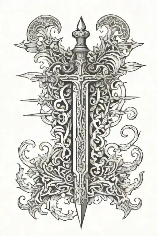 old sword sink in grand tattoo design idea