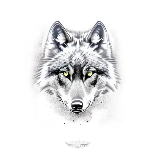 Black Wolf red eyes  tattoo design idea