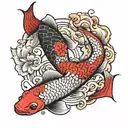 koi fish yin yang red and black grey tattoo tattoo design idea