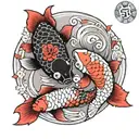 koi fish yin yang red and black grey tattoo tattoo design idea