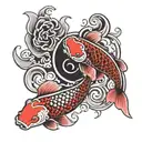 koi fish yin yang red and black grey tattoo tattoo design idea