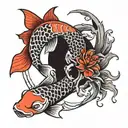 koi fish yin yang red and black grey tattoo tattoo design idea