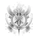 An intricate medical symbol combining elements of a stethoscope and a caduceus, representing your aspiration to become a doctor tattoo design idea