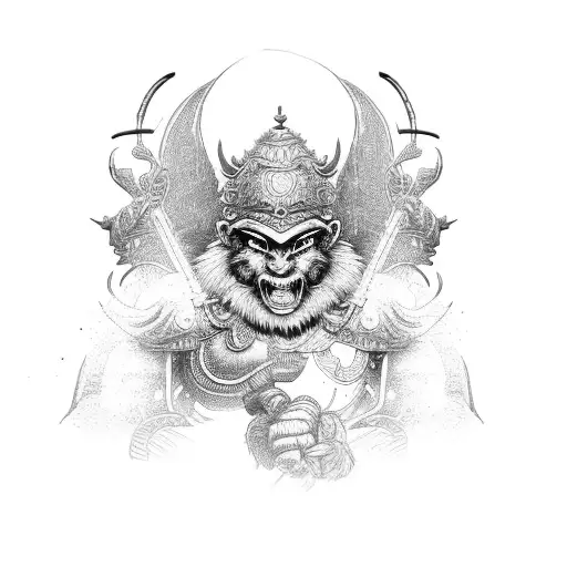 warrior/ Wukong in garden tattoo design idea